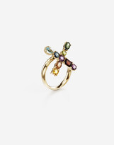 Thumbnail for your product : Dolce & Gabbana Rainbow alphabet X ring in yellow gold with multicolor fine gems