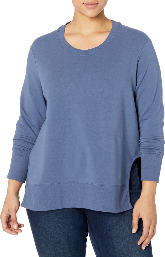 Daily Ritual Women's Plus Size Terry Cotton and Modal Pullover with Side Cutouts Brand 