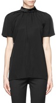 Thumbnail for your product : Nobrand Calf hair collar liquid twill blouse