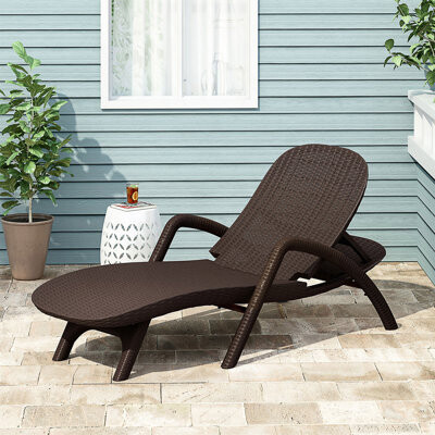 Winston Porter Stylish Polypropylene Chaise Lounge With Weather-Resistant 3D Wicker Texture Perfect For Outdoor Relaxation And Durability.