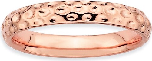 Black Bow Jewelry Co. BlackBowJewelry3.25mmStackable14KRoseGoldPlatedSilverHammeredBandSize8