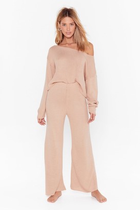 Nasty Gal Womens Off The Shoulder Knitted Loungewear Set