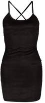 Thumbnail for your product : boohoo Petite Velour Rib Lace Up Back Dress