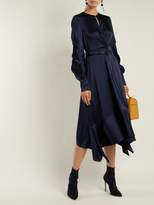 Thumbnail for your product : Jonathan Simkhai Asymmetric Satin Midi Dress - Womens - Navy