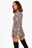 Thumbnail for your product : boohoo Check And Floral Tee Style Playsuit