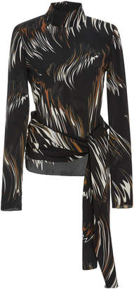 Givenchy Tied Printed Silk Turtleneck Blouse