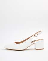 Thumbnail for your product : Lost Ink Wide Fit Ava White Mid Block Heeled Shoes