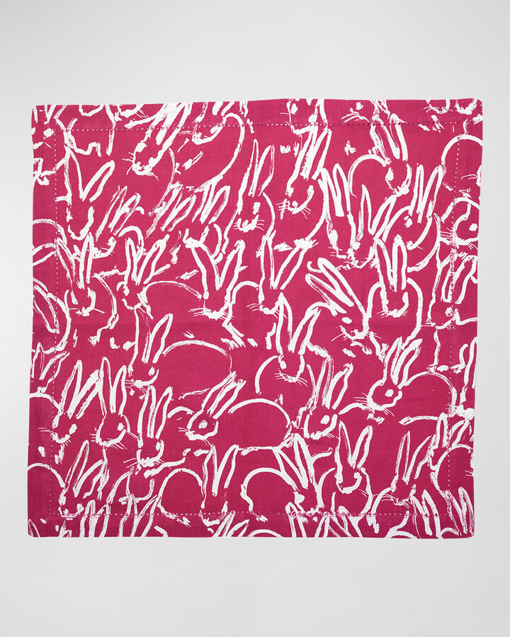 Hunt Slonem Fluffle Khadi Printed Linen Dinner Napkin, 20 x 20