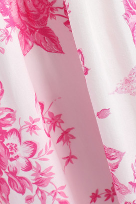 Les Rêveries Gathered Floral-print Cotton-poplin Midi Dress