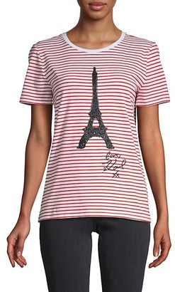 Karl Lagerfeld Paris Sequin-Embellished Stretch-Cotton Tee