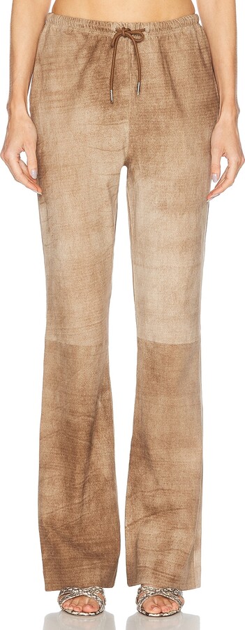 Sprwmn Drawstring Straight Pant in Brown