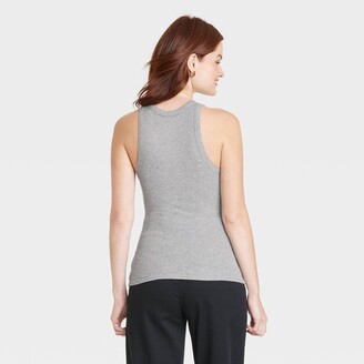 A New Day Women' Slim Fit Ribbed High Neck Tank Top Heather Gray L