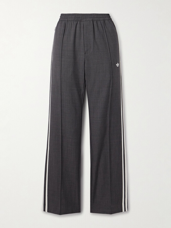 adidas + Wales Bonner Striped Wool-blend Twill Straight-leg Track Pants - Gray