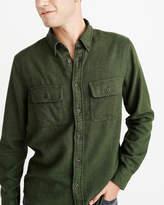 Thumbnail for your product : Abercrombie & Fitch A&F Men's Solid Flannel Shirt in Dark Green - Size S