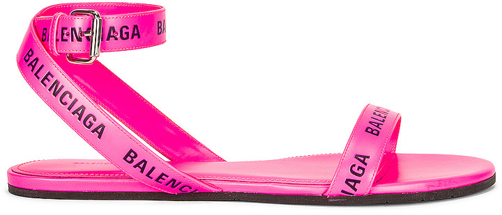 Balenciaga Round Flat Sandals in Neon Pink & Black | FWRD - ShopStyle