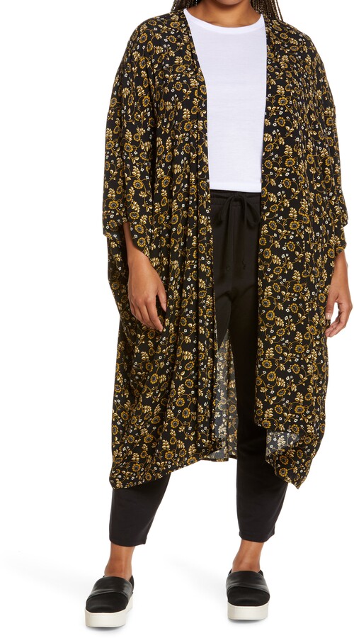 plus size sheer duster jacket