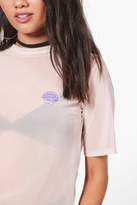 Thumbnail for your product : boohoo Petite AmberShell Applique Oversized Mesh Tee