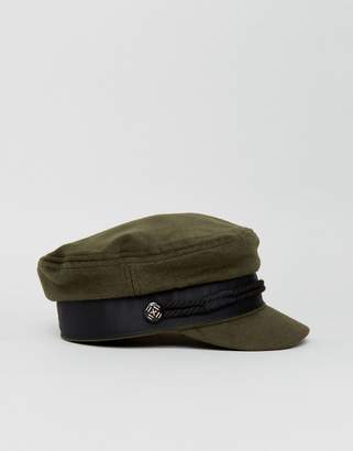ASOS Design Khaki High Crown Baker Boy Hat