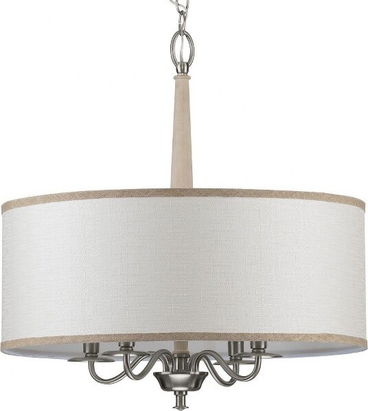 Progress Lighting ProgressLightingDurrell4-LightChandelierBrushedNickelSailclothLinenShade