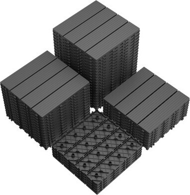 Devoko 44-Pack Plastic Interlocking Deck Tiles, 11.8" x 11.8" Snap-Together Patio Flooring for Balcony, Poolside