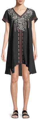 Johnny Was Plus Size Surya Short-Sleeve Embroidered Tunic Dress