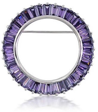 Bling Jewelry 925 Silver Baguette CZ Simulated Amethyst Circle of Life Pin