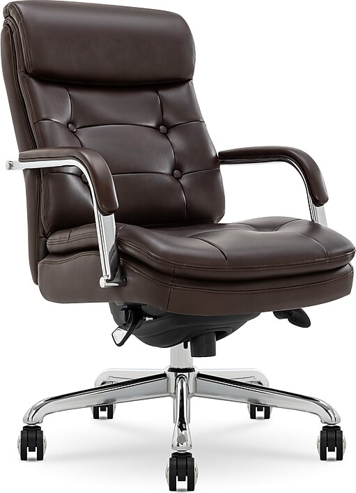 La-Z-Boy Sonata Ergonomic Bonded Leather Swivel Executive Chair, Dark Brown and Chrome (CCHR10014E)