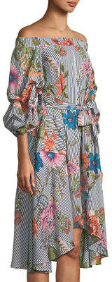 Gracia Off-The-Shoulder Floral Midi Dress
