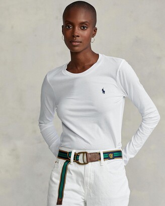 Polo Ralph Lauren Women's White Basic T-Shirts - Jersey Long-Sleeve Shirt -  Size XL at The Iconic - ShopStyle