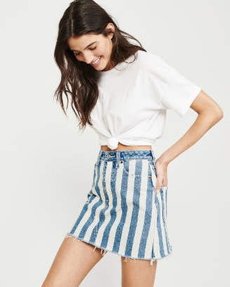 Abercrombie & Fitch Striped Denim Mini Skirt