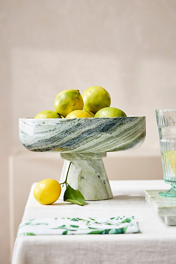 Green Marble Footed Serving Bowl at Terrain