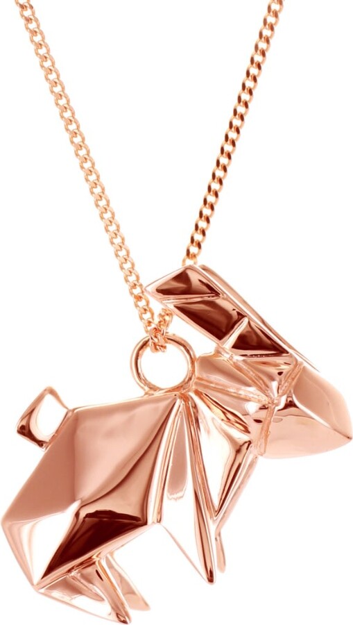 Origami Jewellery Rabbit Necklace Rose Gold Plated