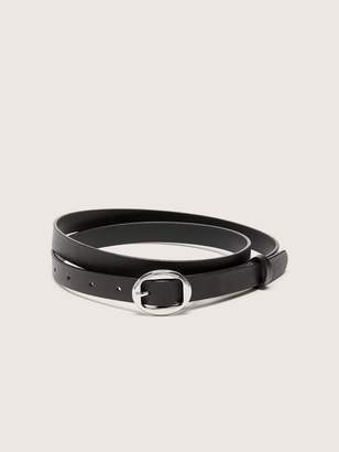 Addition Elle Skinny Leather Belt with Round Buckle