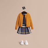 Thumbnail for your product : Burberry Check Cuff Cotton Knit Cardigan , Size: 12Y, Yellow