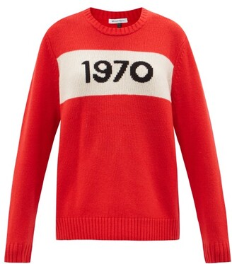 Bella Freud 1970-intarsia Merino-wool Sweater - Red
