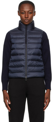 moncler quilted down & wool short cardigan