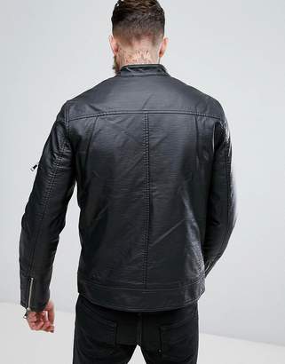 ASOS Design Faux Leather Racing Biker Jacket