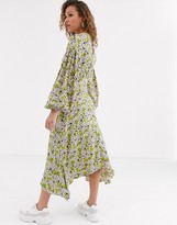 Thumbnail for your product : Ghost anais midi dress with balloon sleeve in crepe