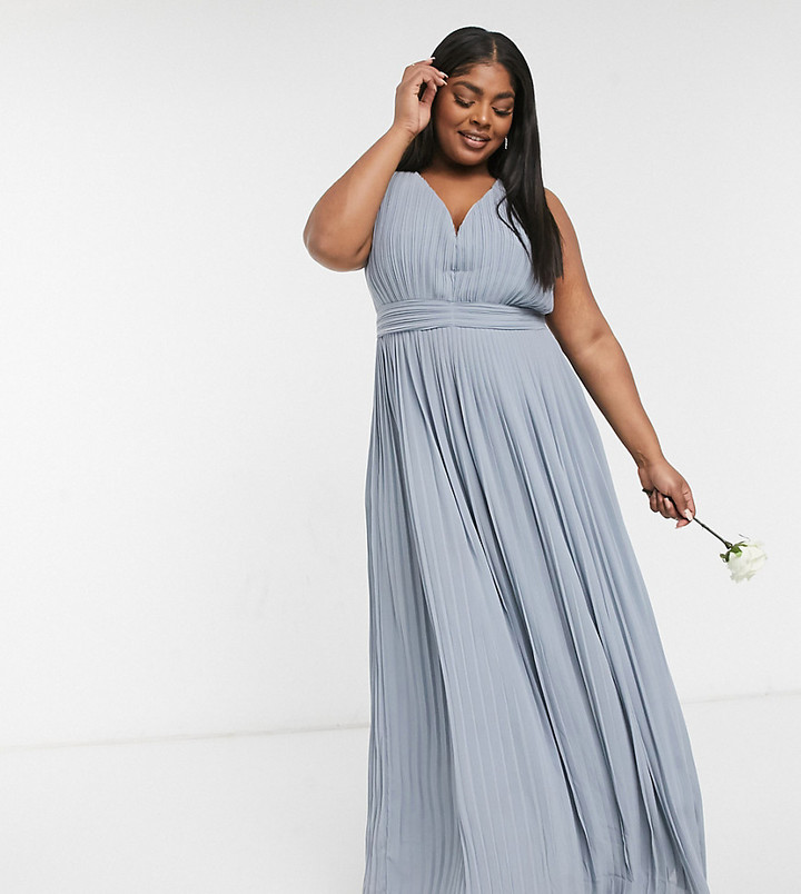 tfnc sleeveless maxi bridesmaid dress with pleated skirt