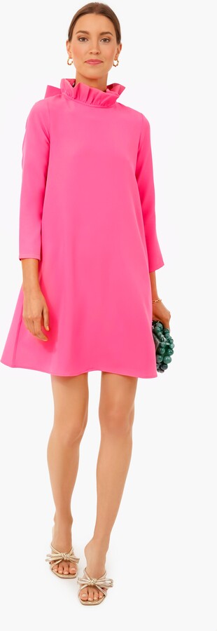 Pink Ruffle Neck Dress