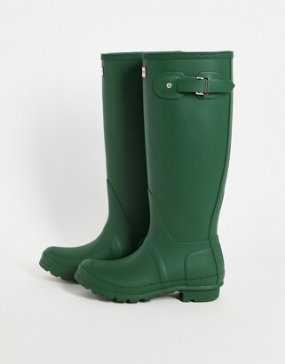 Hunter tall wellington boots in green