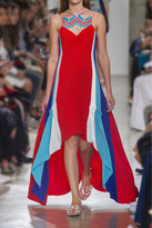 Thumbnail for your product : Peter Pilotto Asymmetric Crochet-trimmed Cady Gown - Crimson
