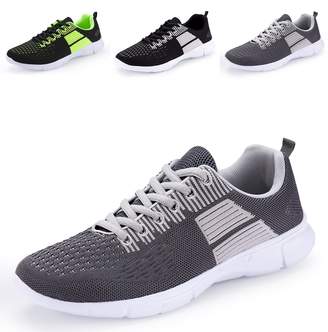 BAGGII Men's Breathable Trail Running Shoes Lightweight Lace-Up Casual Athletic Walking Sneakers(,Grey)