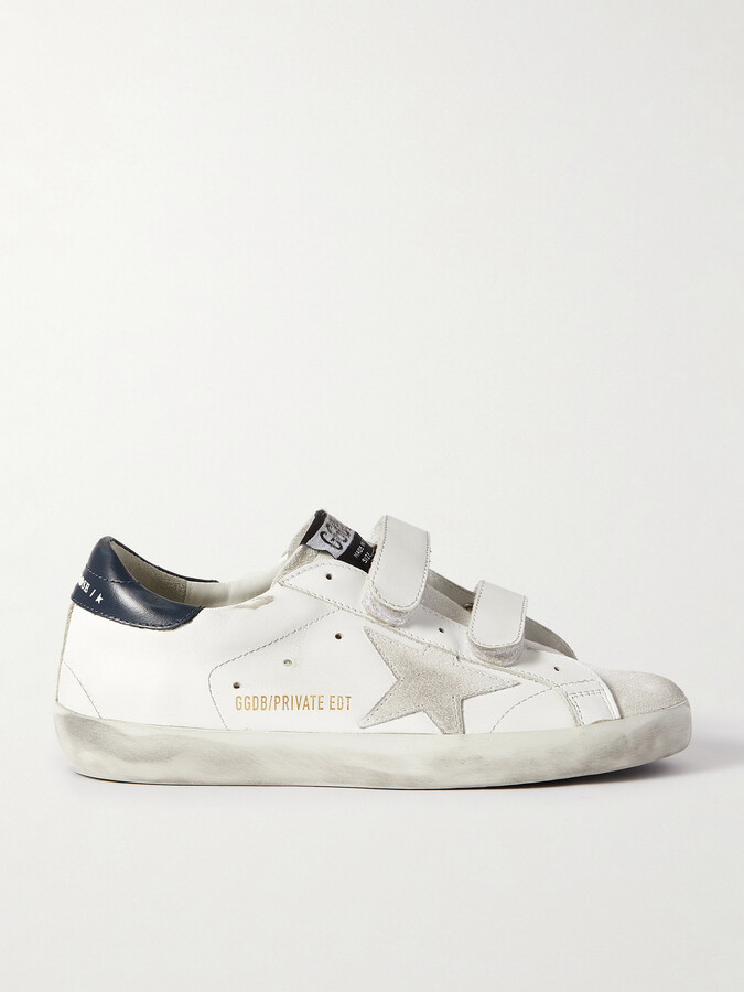 Golden Goose Old School Distressed Leather Sneakers - White - ShopStyle