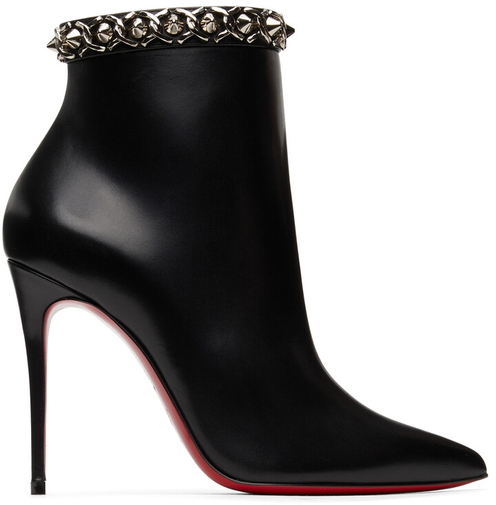 Christian Louboutin Black Booty Chain 100mm Boots - ShopStyle
