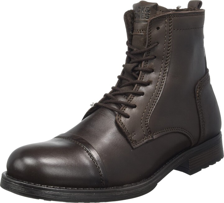 Jack and Jones Men's JFWRUSSEL Leather Warm Brown Stone Boots - ShopStyle