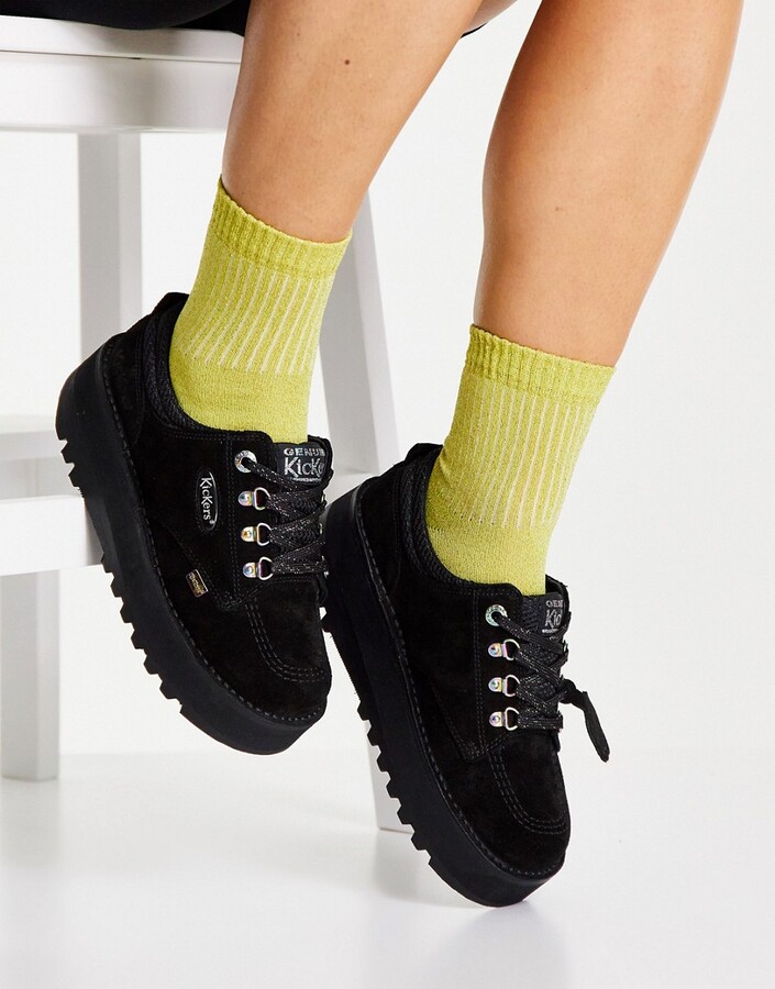 Kickers kick lo cosmic chunky shoes in black suede - ShopStyle