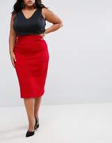 Thumbnail for your product : ASOS Curve High Waist Jersey Midi Skirt In Rib