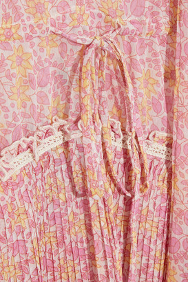 Antik Batik Romina Asymmetric Ruffled Floral-print Georgette Dress