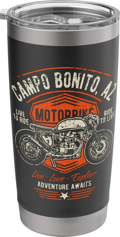 Awesome Campo Bonito AZ USA Motorcycle Designs Campo Bonito AZ USA Retro Distressed Style Motorcycle Design Stainless Steel Insulated Tumbler